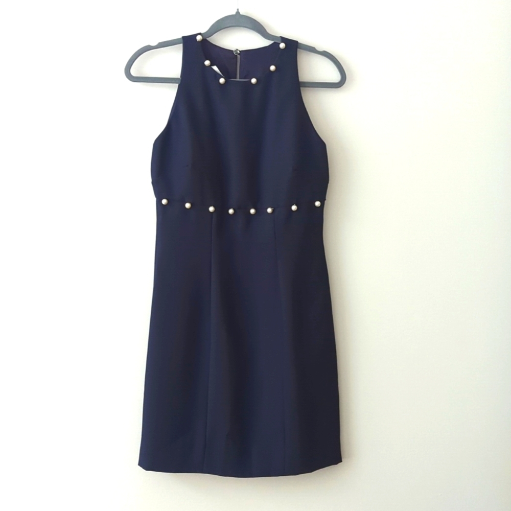 Watters and Watters Navy Shift Dress with Pearl‎ details size 6